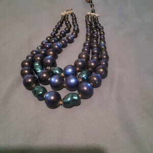 VINTAGE BLUE THREE STAND NECKLACE